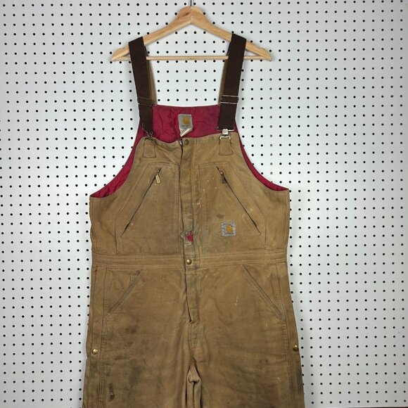 Carhartt Bib Overalls Mens 36x30 Insulated Double Zip Double Knee